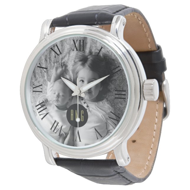 Montre Photo de famille personnalisée | Monogramme | Roma (Incliné)