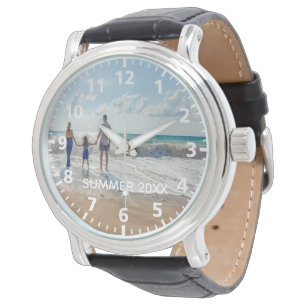 Montre Photo de famille personnalisée texte de vacances d