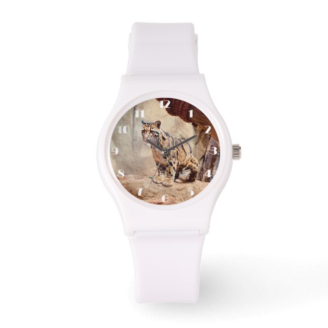Montre photo de léopard nuageux nature faune exotique (Recto)
