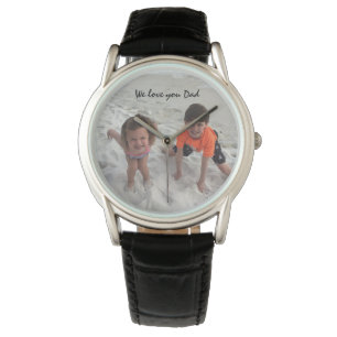 Montre Photo Enfants Personnalisée Pour Papa Noir