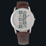 Montre Photo et cadeaux de papa vert et de collage modern<br><div class="desc">Un collage moderne photo pères est un cadeau personnalisé qui combine plusieurs photos d'un père ou d'une figure paternelle d'une manière créative et élégante. Il s'agit de sélectionner plusieurs images significatives et de les arranger dans un format de collage, souvent avec des conceptions qui se chevauchent ou ressemblent à une...</div>
