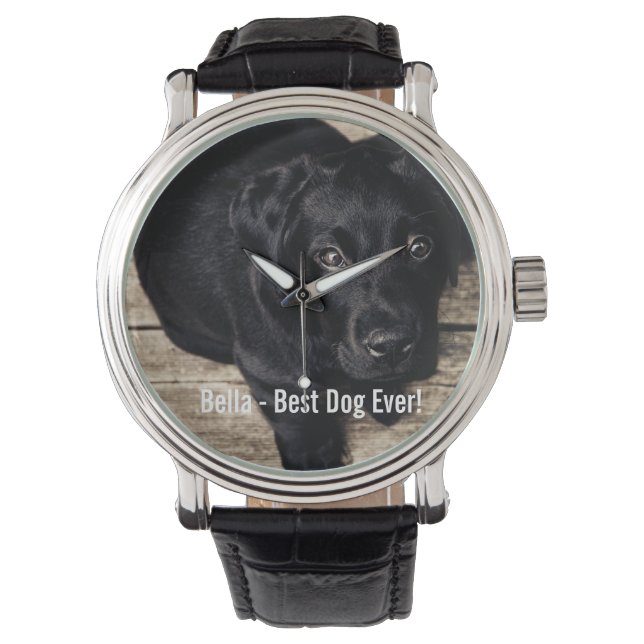 Montre Photo et nom du chien du Black Lab personnalisé (devant)