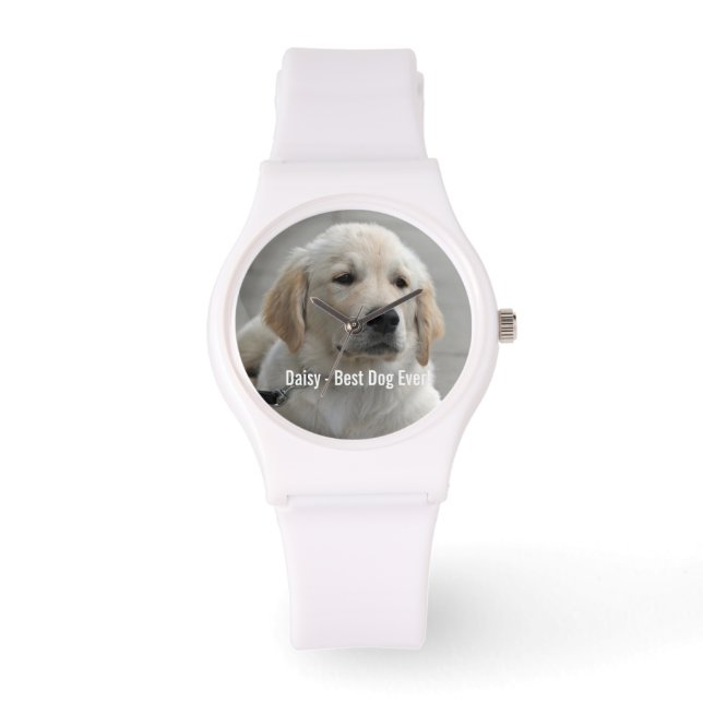 Montre Photo et nom personnalisés Golden Retriever Dog (Recto)