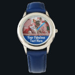 Montre Photo et texte personnalisés<br><div class="desc">Photo personnalisée et texte Garçon</div>