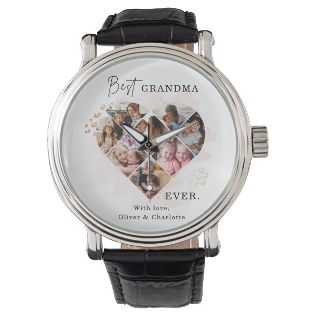 Montre Photo Family Best Grandma Ever Heart Shape 8 (devant)