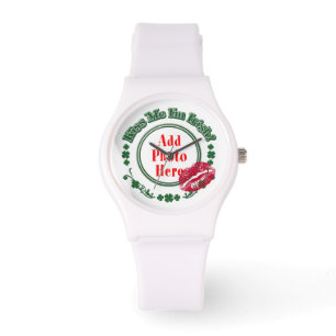 Montre PHOTO Kiss Me I m Irish - Green Circle Kiss Mark