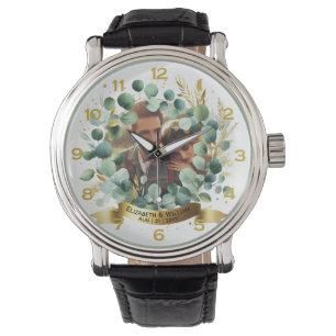 Montre PHOTO Mariage Merci Eucalyptus Feuille Cadeau