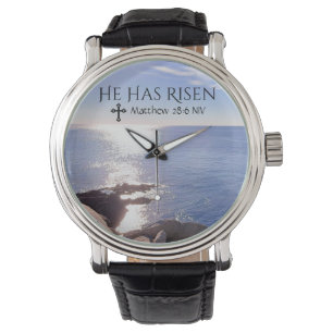 Montre Photo Ocean Christ ressuscité Bible Verse Pâques