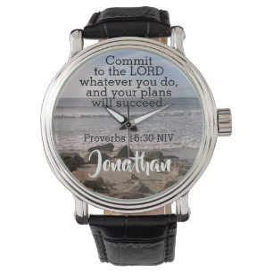 Montre Photo Ocean Shore Proverbes Bible Verse Success