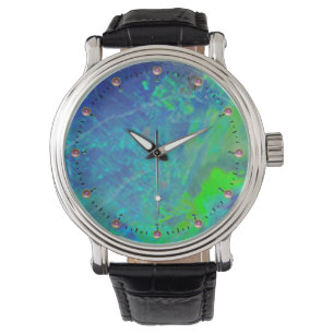 MONTRE PHOTO OPALE VERTE BLEU ABSTRAITE