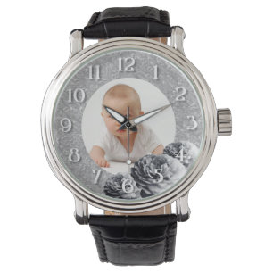 Montre Photo personnalisée/ Cadre Rose BW