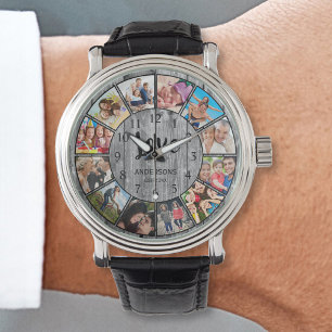 Montre Photo personnalisée Collage Rustique Farmhouse Lov