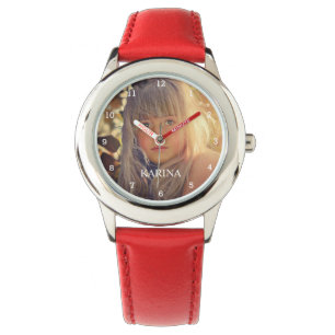 Montre Photo personnalisée Enfants Nom de famille Filles 