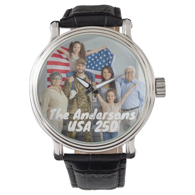 Montre Photo personnalisée et texte personnalisé America  (devant)