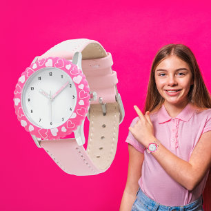 Montre Photo personnalisée Nom de l'art Bezel avec Coeurs