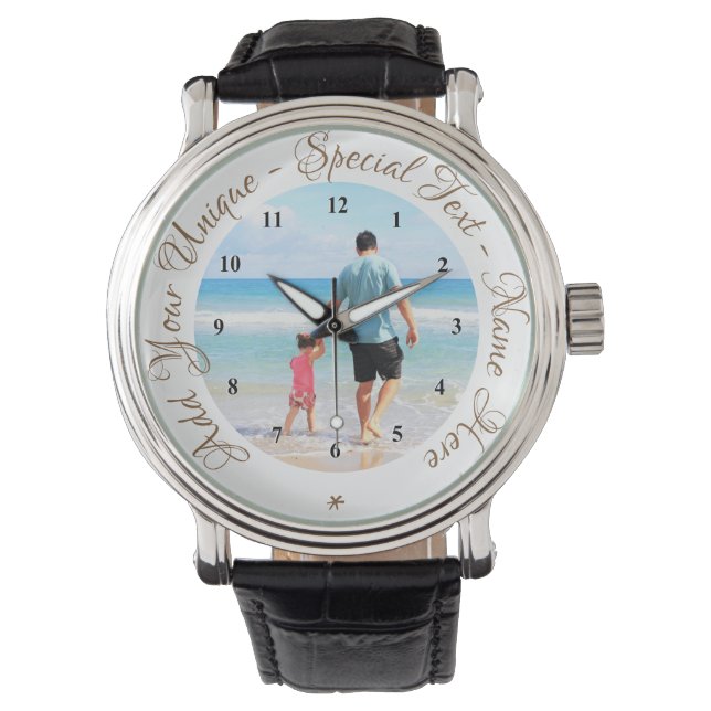 Montre Photo personnalisée Texte Regardez votre famille P (devant)