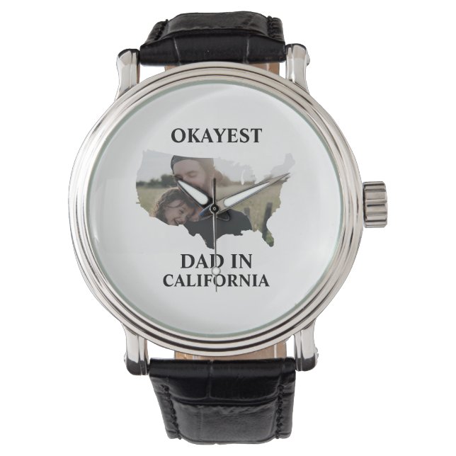 Montre Photo personnalisée USA Okayest papa Fête des père (devant)
