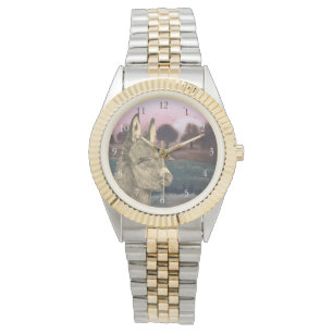 Montre photo pittoresque colorée de l'âne mignon