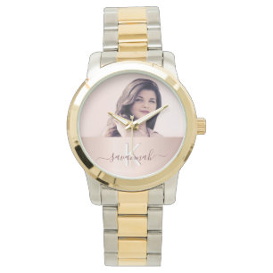 Montre Photo rose en or blush