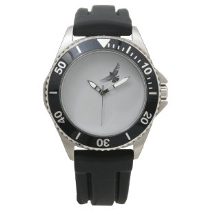 Montre Photo simple moderne noir pigeon d'oiseau volant n
