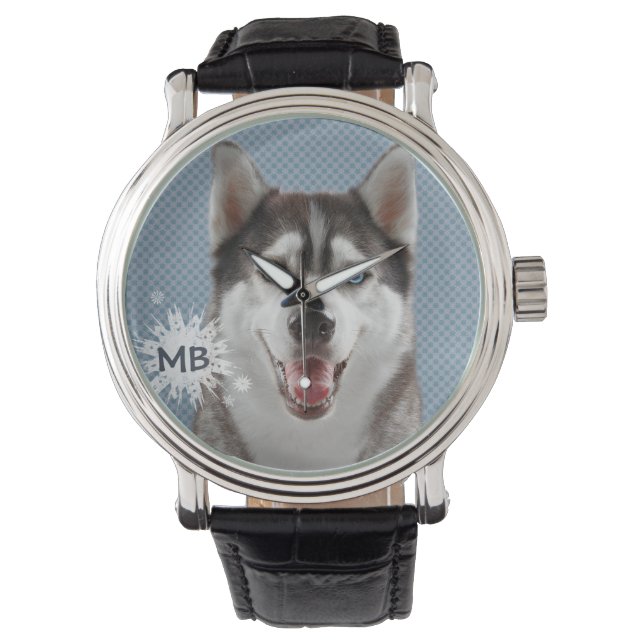 Montre Photographie de la monographie de chien Husky (devant)