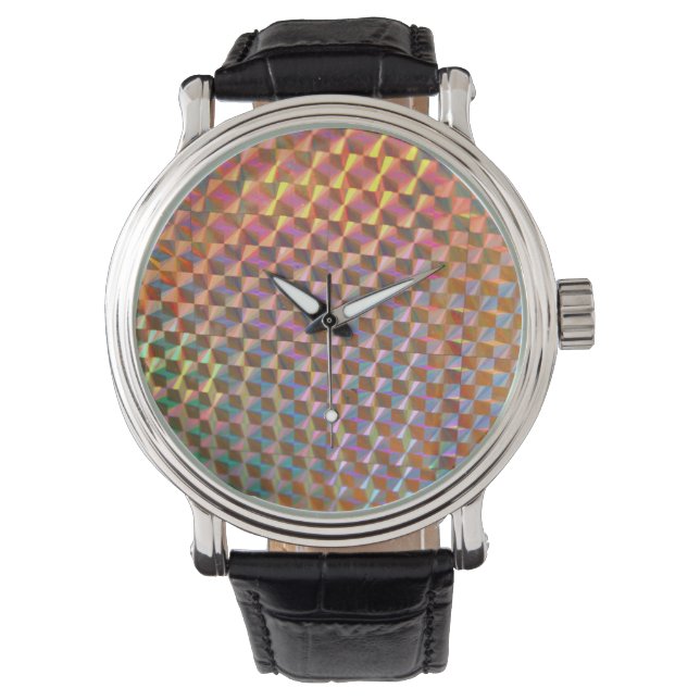 Montre photographie en métal holographique design coloré (devant)
