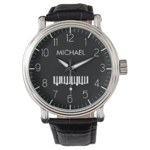 Montre Piano Clavier Personnalisé Musicien Noir