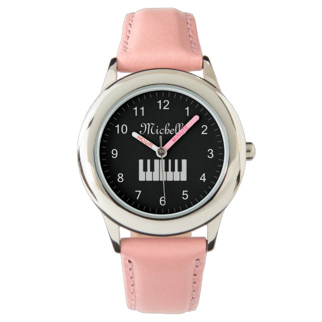 Montre Piano Clavier Personnalisé Musicien Noir (devant)