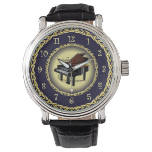 Montre Piano ~ Scroll musical ~ Gold/Navy Blue ~ ~ ~ ~