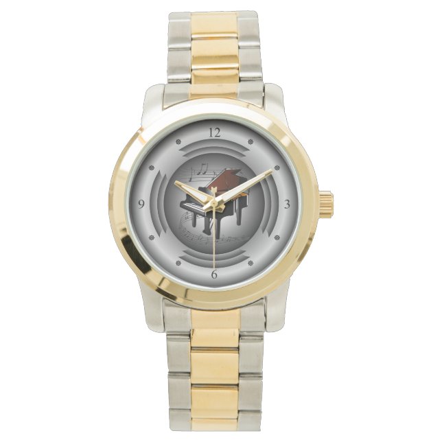 Montre Piano ~ Scroll musical ~ Haut-parleur en argent ~ (devant)