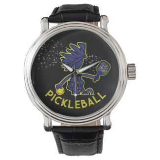Montre Pickleball Fun Blue sur Black Wrist Watch