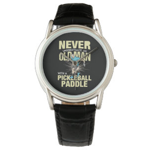 Montre Pickleball - Vieux Homme Avec Pickleball Paddle