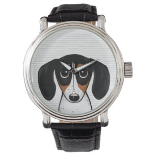 Montre Piebald Dachshund Cute Cartoon Puppy Doigt