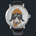 Montre Piebald Dachshund Cute Hipster Dog Watch<br><div class="desc">Cette montre Piebald Dachshund au poignet est disponible dans des styles variés pour les hommes, les femmes et les enfants. Un accessoire de mode cool qui fait un grand cadeau pour les amateurs de Doxie. Visitez le Doodle World de Jenn pour découvrir de nombreuses montres de race de chien plus...</div>