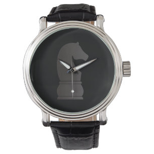 Montre Pièce d'échecs de chevalier noir
