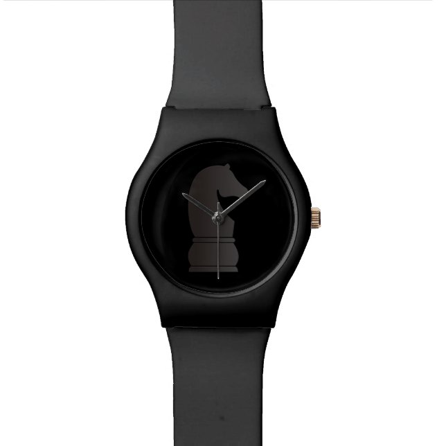 Montre Pièce d'échecs de chevalier noir (Fermer)