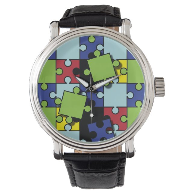 Montre Pièces du puzzle de l'autisme (devant)