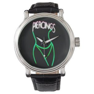 Montre Piercings Neon Lady Silhouette -Montres Vertes