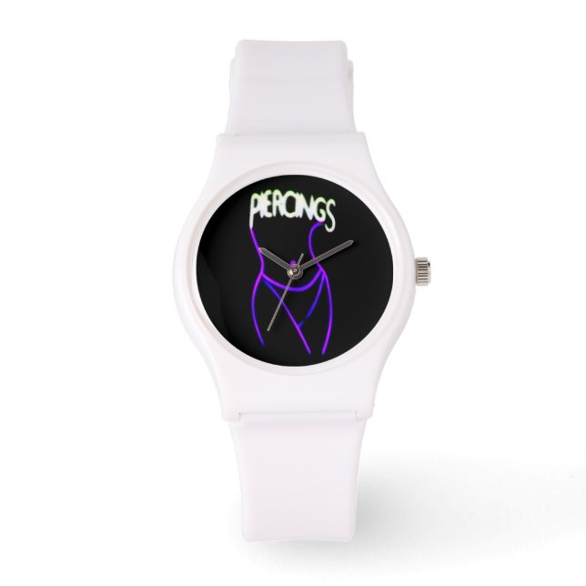 Montre Piercings Neon Lady Silhouette -Montres Violets (Recto)