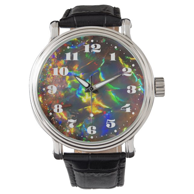 Montre Pierre de gemme Opale Fire avec numéros Vintages (devant)