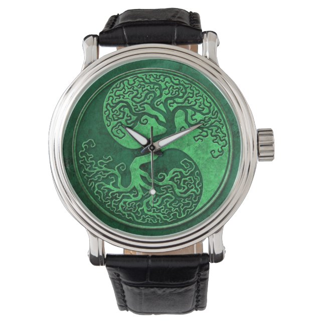 Montre Pierre verte Yin Yang Tree (devant)