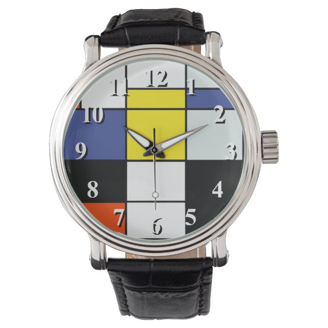 Montre Piet Mondrian Composition A - Art Moderne Abstrait (devant)