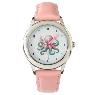 Montre Pieuvre Pailletée sur Fond Blanc
