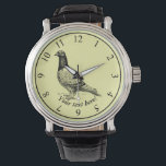Montre Pigeon<br><div class="desc">Dessin noir et blanc d'un pigeon domestique</div>