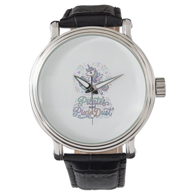 Montre Pilates de licorne et poussière de fée sur fond bl (devant)