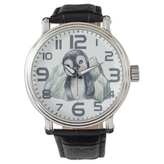 Montre Pingouin En Hiver Avec Des Chiffres