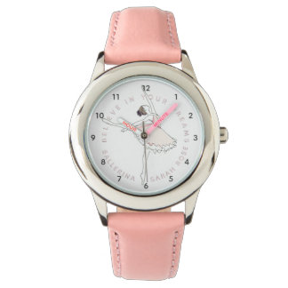 Montre Pink Ballerina Girl Nom personnalisé Surveillance