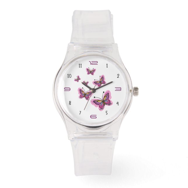 Montre Pink Butterfly Flight – Elegant Minimalist (Recto)