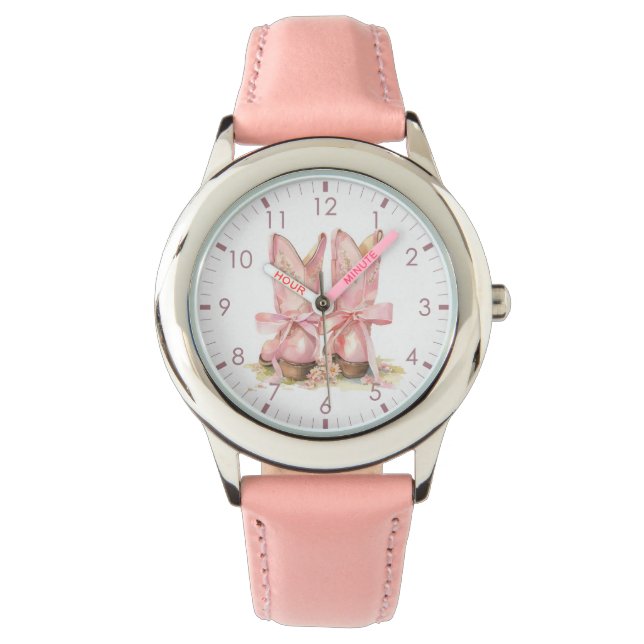 Montre Pink Country Girl Cowgirl Boots Watch (devant)