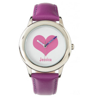 Montre Pink Heart Nom personnalisé des enfants